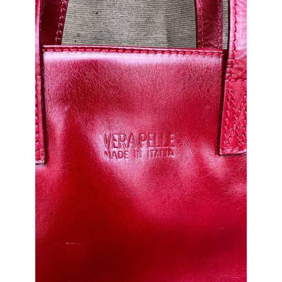 Vintage Vera Pelle Red Leather Handbag – Made in Italy - Picture 3 of 10